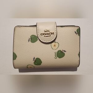 Coach Medium Corner Zip Wallet with Apple Print